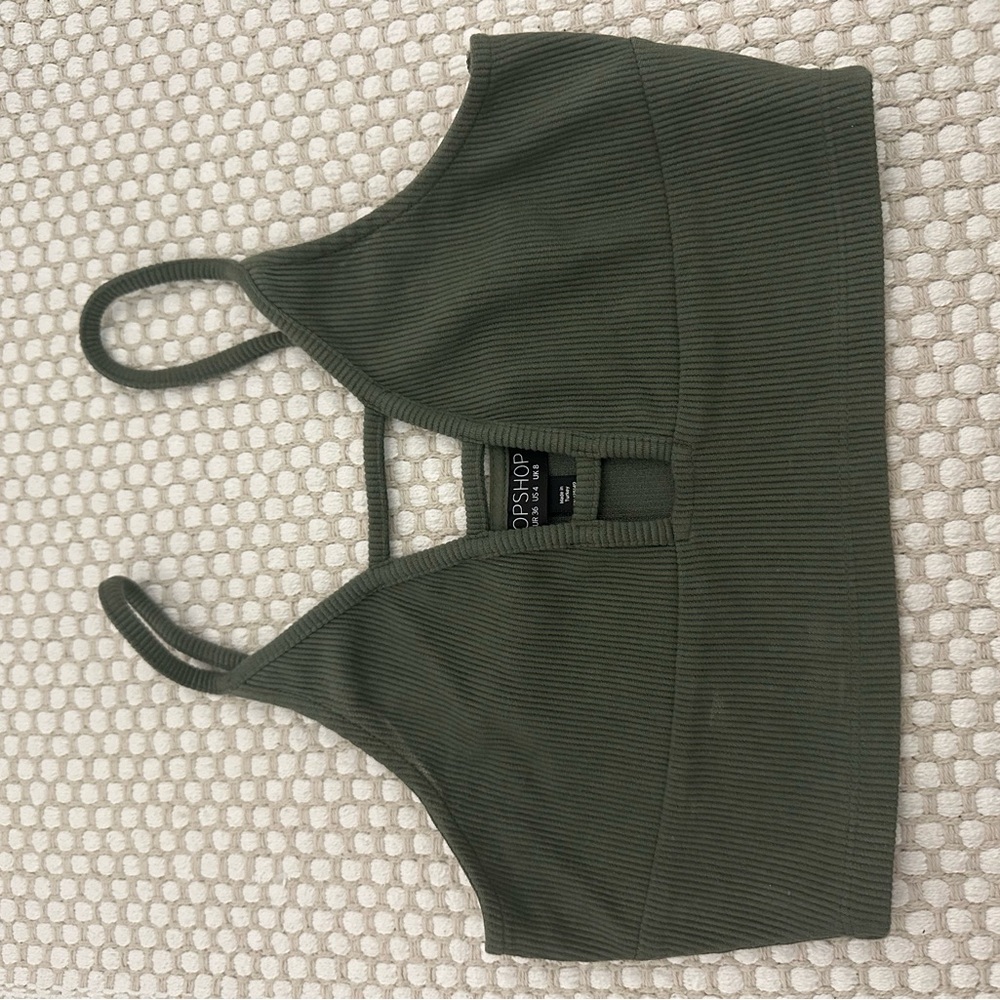 Topshop Olive Green Ribbed Bralette